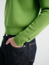 Meta Campania Collective - Jed Longsleeve Polo Shirt in Grass Green-Italian Mercerized Merino