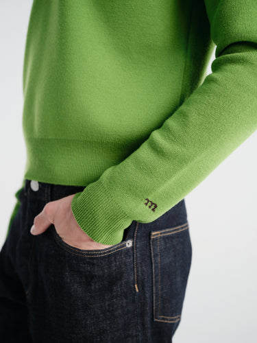 Meta Campania Collective - Jed Longsleeve Polo Shirt in Grass Green-Italian Mercerized Merino