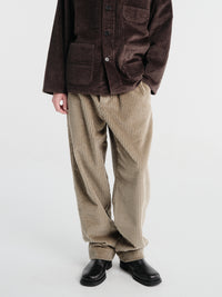 Meta Campania Collective - Ed Unlined Exaggerated Cotton Corduroy Drawstring Trousers in Taupe-Italian Wale Corduory Cotton