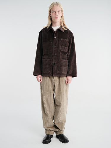 Meta Campania Collective - Ed Unlined Exaggerated Cotton Corduroy Drawstring Trousers in Taupe-Italian Wale Corduory Cotton