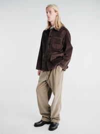 Meta Campania Collective - Ed Unlined Exaggerated Cotton Corduroy Drawstring Trousers in Taupe-Italian Wale Corduory Cotton