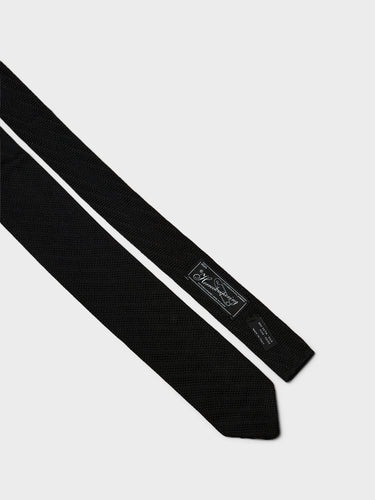 mfpen - Formal Tie in Black Knitted Stripe