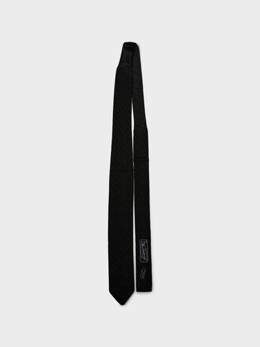 mfpen - Formal Tie in Black Knitted Stripe