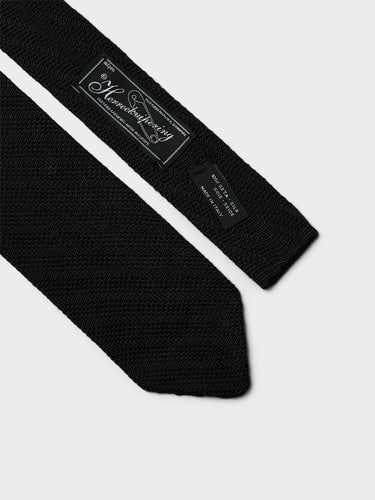 mfpen - Formal Tie in Black Knitted Stripe