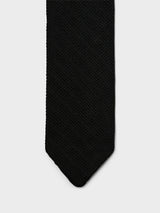 mfpen - Formal Tie in Black Knitted Stripe