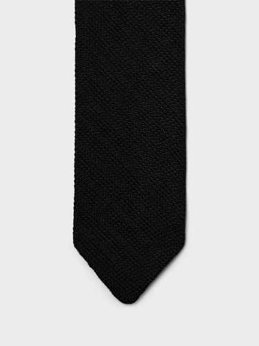 mfpen - Formal Tie in Black Knitted Stripe
