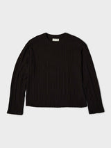 mfpen - Round Neck Sweater in Dark Brown Ajour Stripe