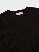 mfpen - Round Neck Sweater in Dark Brown Ajour Stripe
