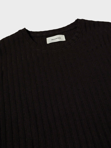 mfpen - Round Neck Sweater in Dark Brown Ajour Stripe