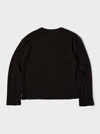 mfpen - Round Neck Sweater in Dark Brown Ajour Stripe