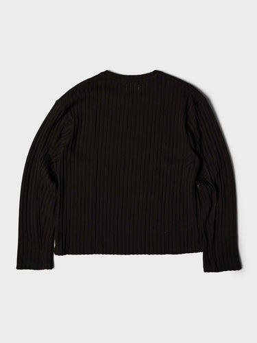 mfpen - Round Neck Sweater in Dark Brown Ajour Stripe