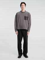 mfpen - Rolled Neck Long Sleeve T-shirt in Destroyed Grey
