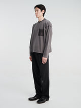 mfpen - Rolled Neck Long Sleeve T-shirt in Destroyed Grey