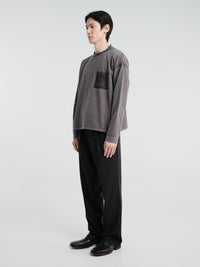 mfpen - Rolled Neck Long Sleeve T-shirt in Destroyed Grey