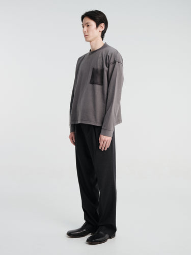 mfpen - Rolled Neck Long Sleeve T-shirt in Destroyed Grey