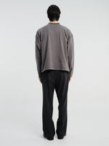 mfpen - Rolled Neck Long Sleeve T-shirt in Destroyed Grey