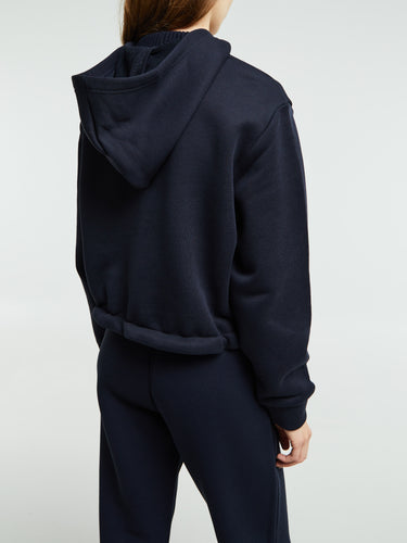 Moncler - Knit Accent Cotton Zip-Up Hoodie in Navy Blue