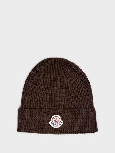 Moncler - Berretto Tricot Wool Beanie in Brown