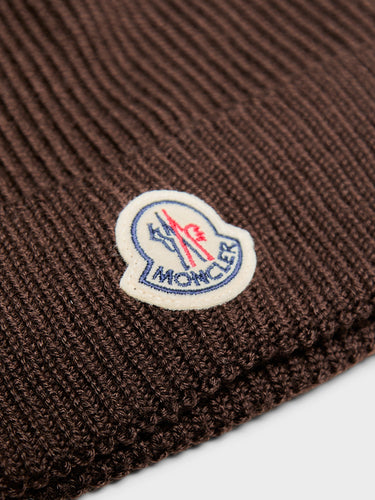 Moncler - Berretto Tricot Wool Beanie in Brown