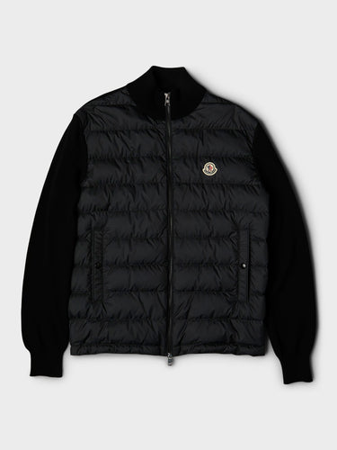 Moncler - Padded Zip-Up Cotton Cardigan in Black
