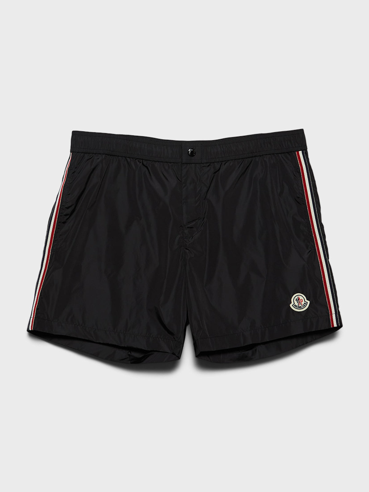 Moncler - Tricolour-Trimmed Swim Shorts in Black