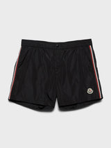 Moncler - Tricolour-Trimmed Swim Shorts in Black