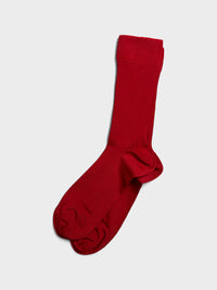 Mrs. Hosiery - Mrs. Silky Fine Ribbed Socks in Red Classic
