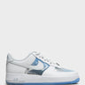 Nike - Air Force 1 Retro QS Sneakers in White, Pure Platinum and Univ Blue