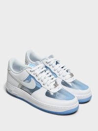 Nike - Air Force 1 Retro QS Sneakers in White, Pure Platinum and Univ Blue