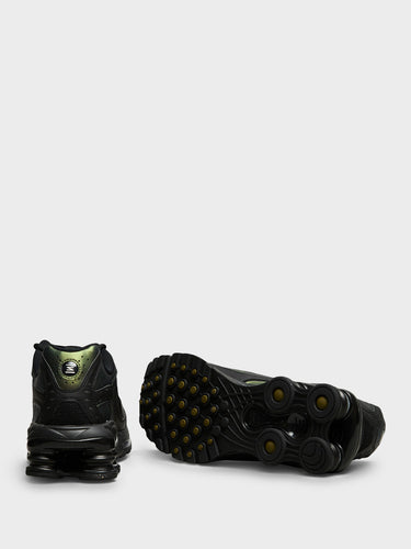 Nike - Shox Ride 2 Sneakers in Black/Black, Olive Flake and Metallic Silver