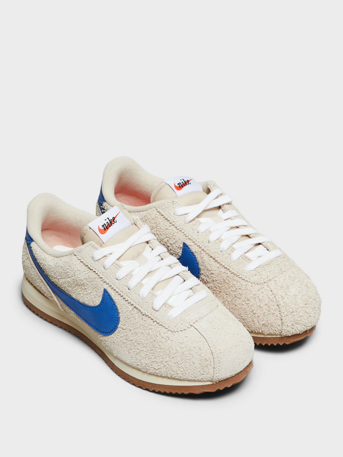 Nike - Cortez Vintage Suede Sneakers in Sand Drift, Muslin, Gum Medium Brown and Game Royal