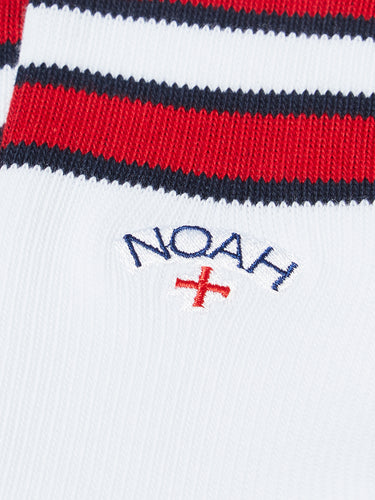 Noah - Striped Sock in White, Navy and Red
