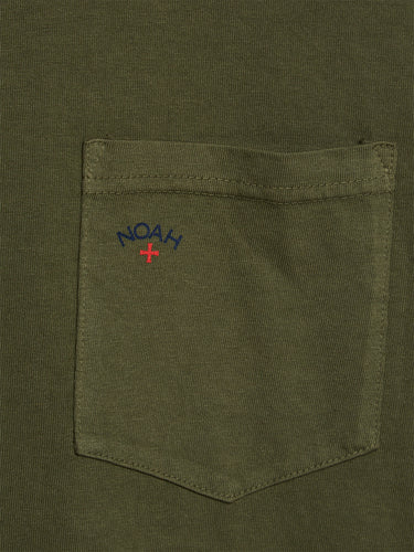 Noah - Core Logo Pocket T-Shirt in Army Green