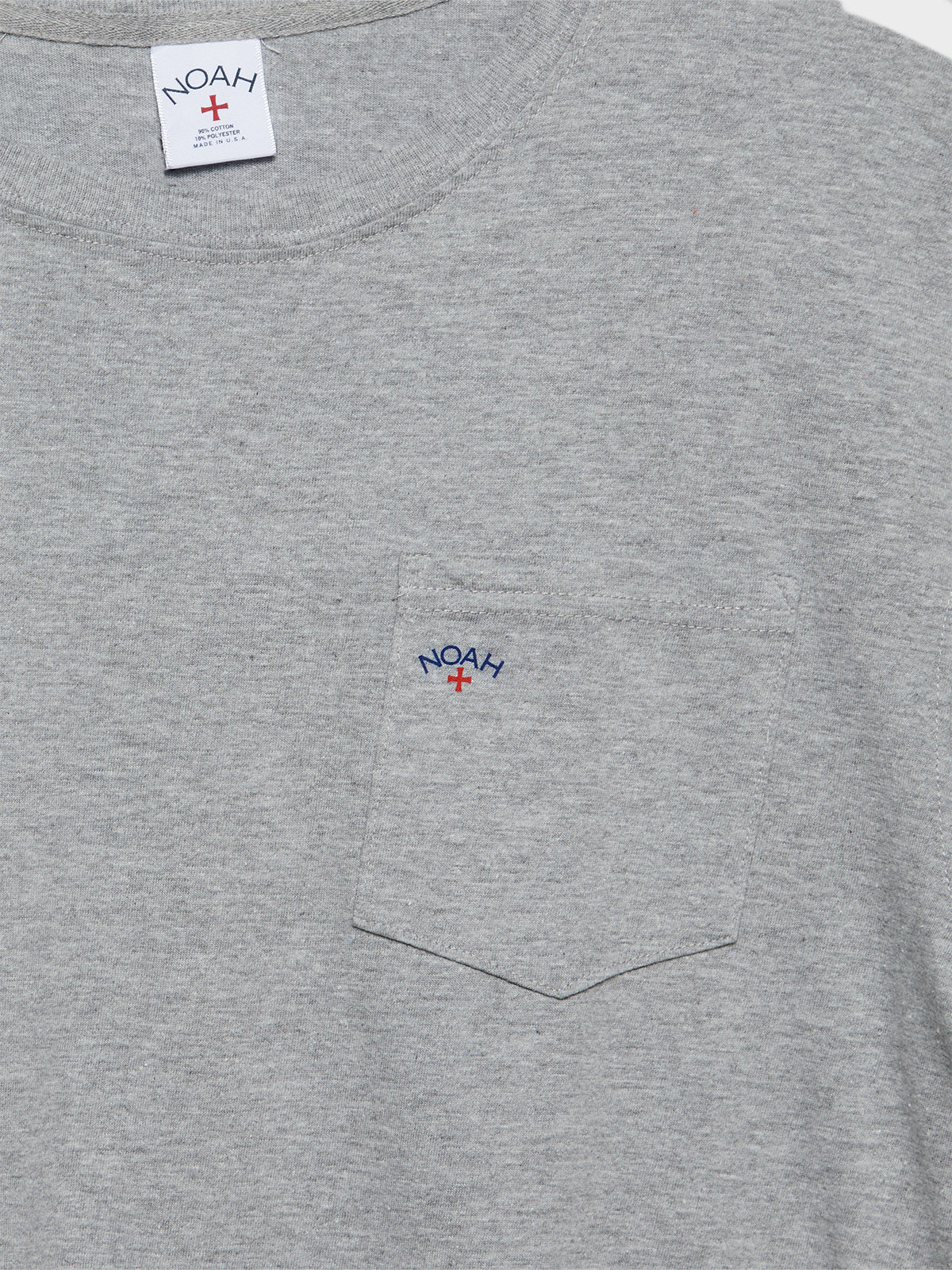 Noah - Core Logo Pocket T-Shirt in Heather Grey