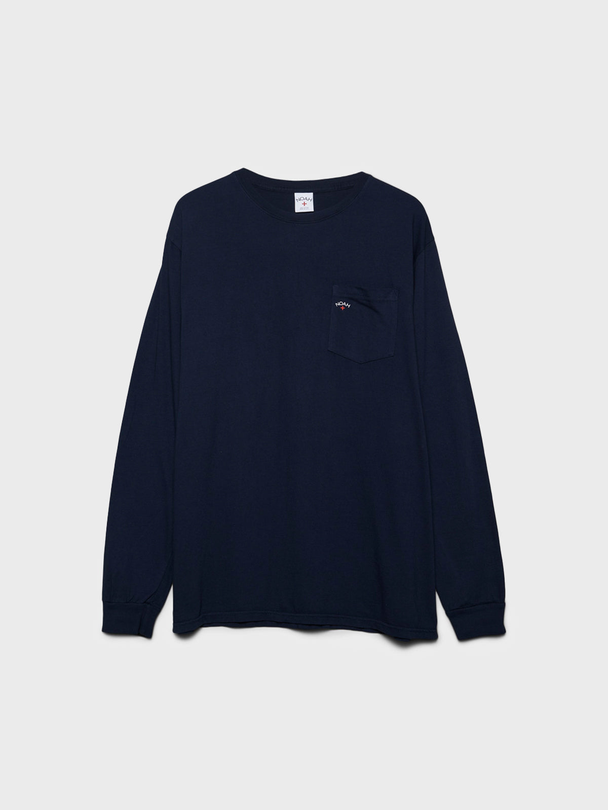 Noah - Long Sleeve Core Logo Pocket T-Shirt in Navy