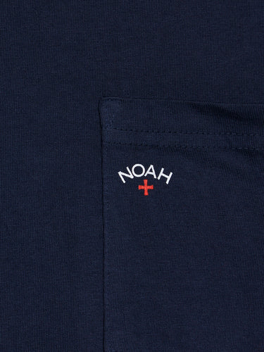 Noah - Long Sleeve Core Logo Pocket T-Shirt in Navy