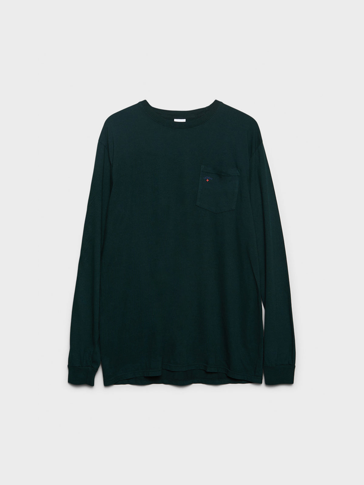 Noah - Longsleeved Core Logo Polo T-Shirt in Forest Green