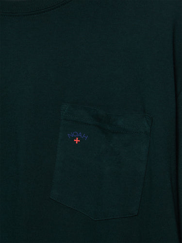Noah - Longsleeved Core Logo Polo T-Shirt in Forest Green