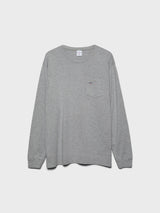 Noah - Long Sleeve Core Logo Pocket T-Shirt in Heather Grey