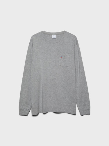 Noah - Long Sleeve Core Logo Pocket T-Shirt in Heather Grey