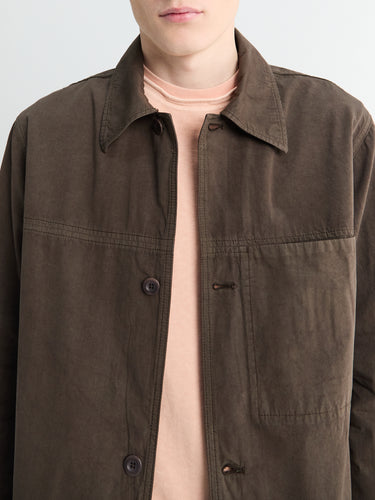 Norse Projects - Arresskov Compact Cotton Overshirt in Delicioso Brown