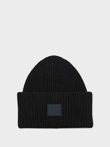 Acne Studios - Large Pansy Face Logo Beanie in Black