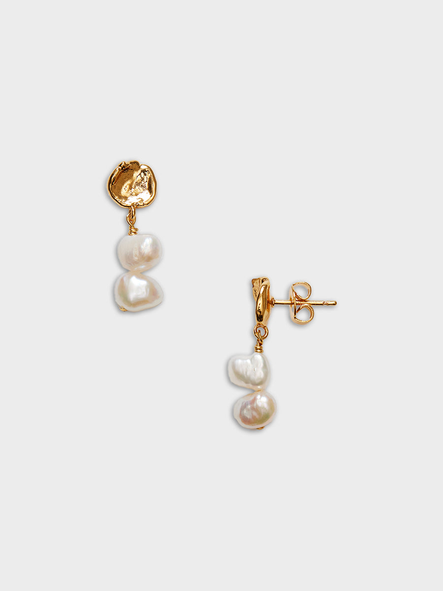 Anni Lu - Pearly Drop Short Earring in Brass With Gold Finish