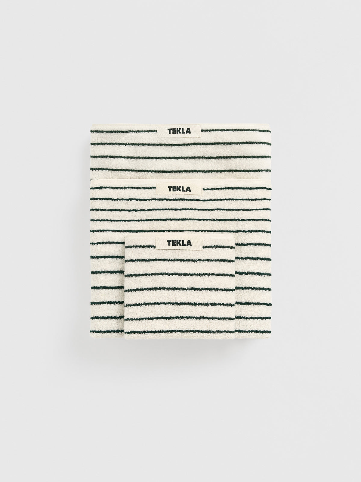 Tekla - Terry Towel in Racing Green Stripes