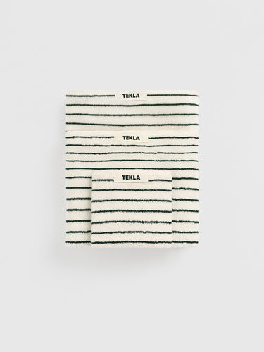 Tekla - Terry Towel in Racing Green Stripes
