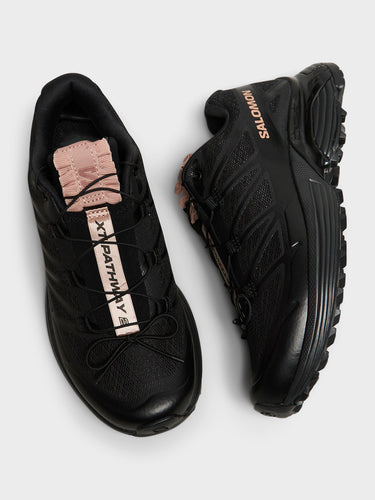 Salomon - XT-Pathway 2 Satin Sneakers in Black, Black and Mahogany Rose