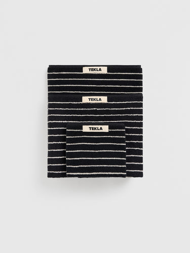 Tekla - Terry Towel in Black Stripes