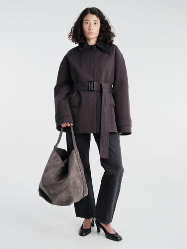 Studio Nicholson - Lurie Belted Cropped Jacket in Brown Marl