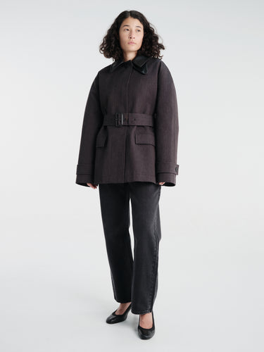 Studio Nicholson - Lurie Belted Cropped Jacket in Brown Marl