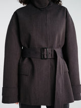 Studio Nicholson - Lurie Belted Cropped Jacket in Brown Marl